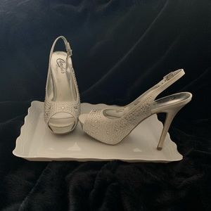 Gray Silver Bling High Heels